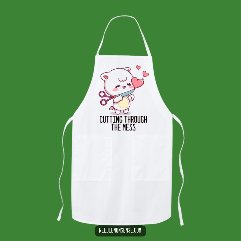 Funny Heart Cutter Apron: Mischievous Character's Playful Kitchen Fun Gift