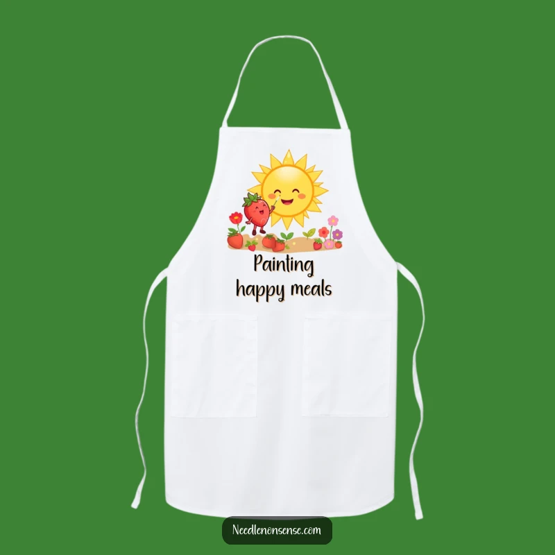 Funny Strawberry Sun Painting Apron: Cheerful Kitchen Wear, Great Gift