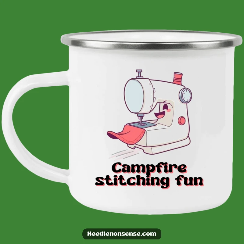 Funny Sewing Machine Camping Mug: Crafty Style for Your Adventures