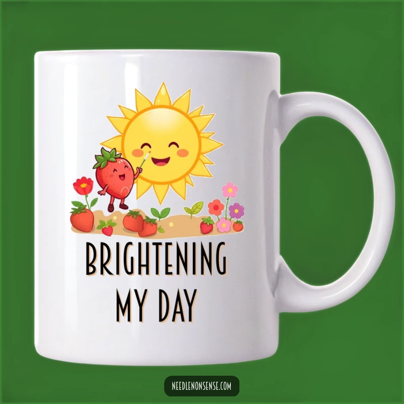 Funny Strawberry Sun Painting Mug: Joyful Character Art, Perfect Gift