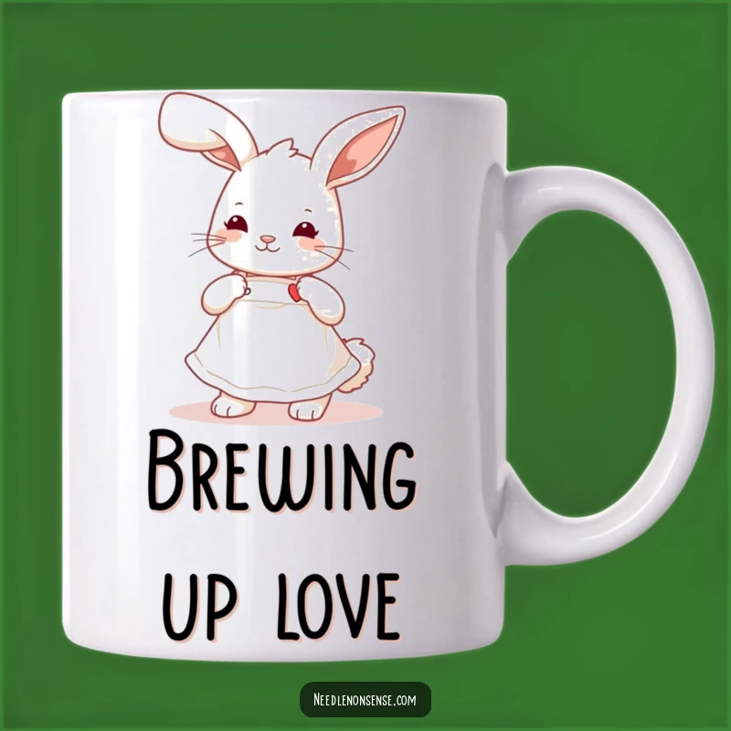 Funny Bunny Sewing Mug: Cute Apron Rabbit, Hilarious Gift for Crafters & Animal Lovers