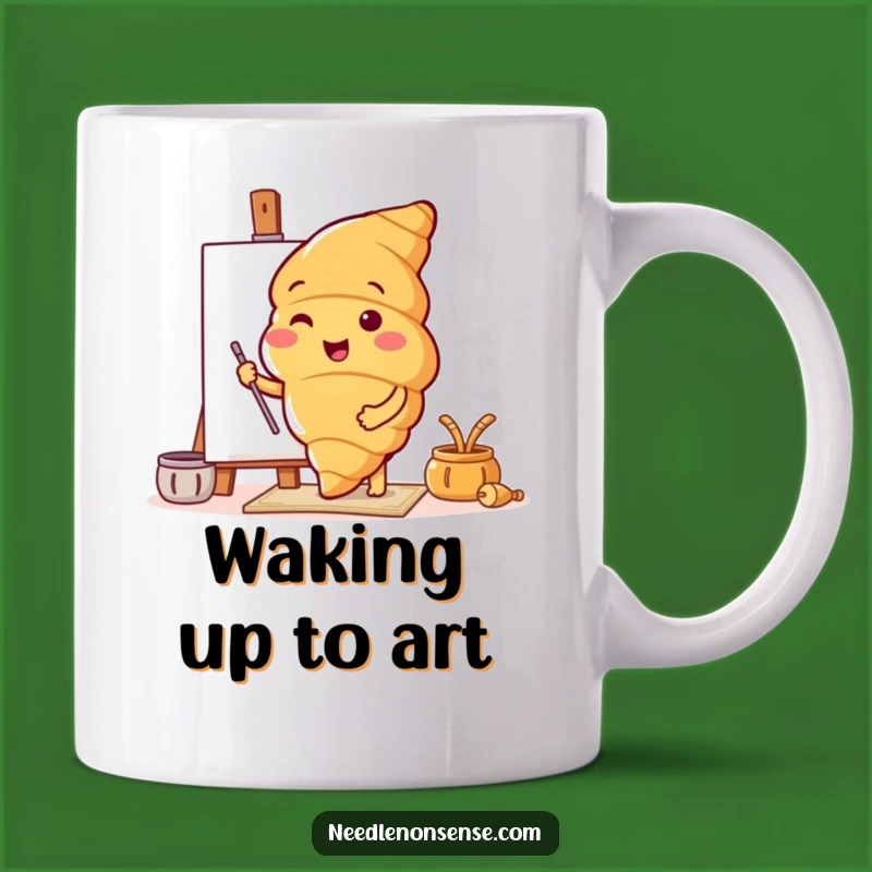 Funny Croissant Artist Mug - Creative Pastry Character Art Gift