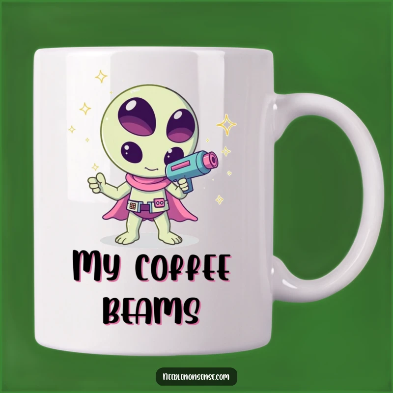 Funny Kawaii Alien Sparkle Mug - Galactic Fun Gift!