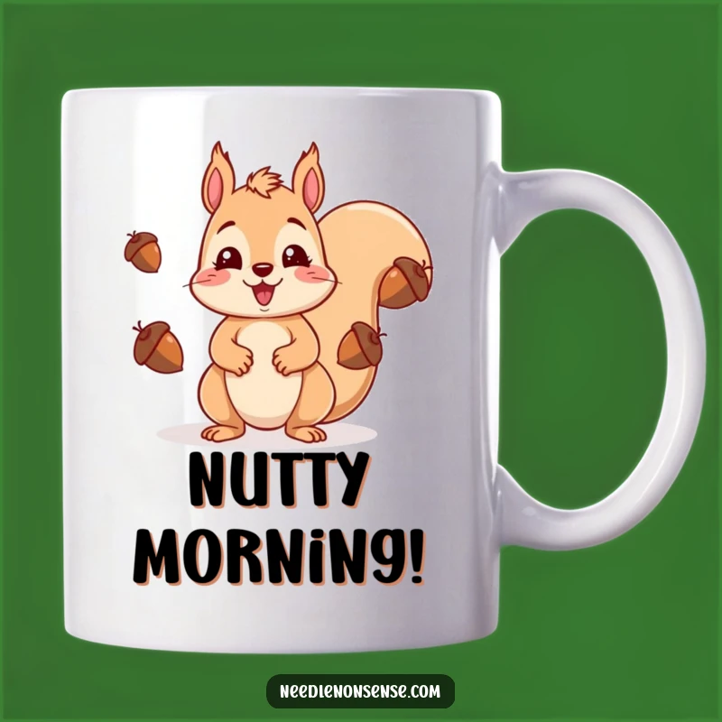 Funny Squirrel Juggling Acorns Mug - Cute Surprised Expression, Perfect Funny Gift for Nut Lovers