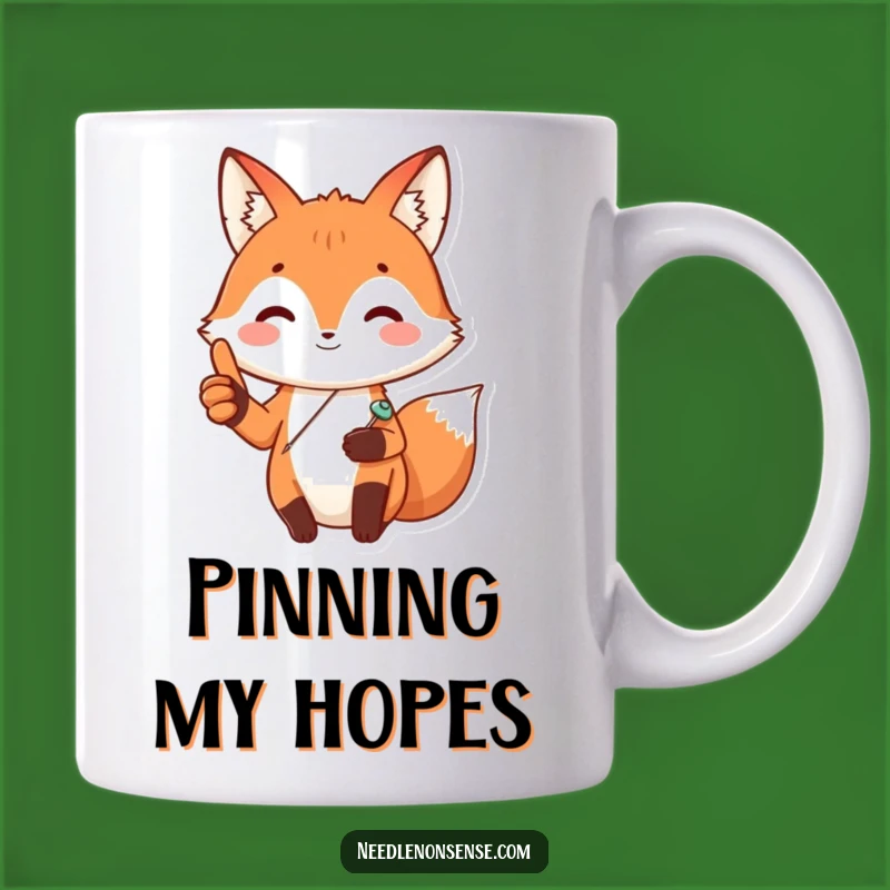 Funny Fox Sewing Mug: Happy Pinning Fox, Crafty & Hilarious Funny Gift