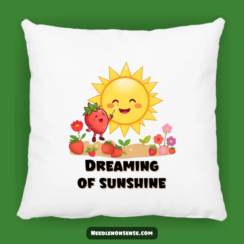 Funny Strawberry Sun Painting Pillow: Cozy Cheerful Cushion, Perfect Gift