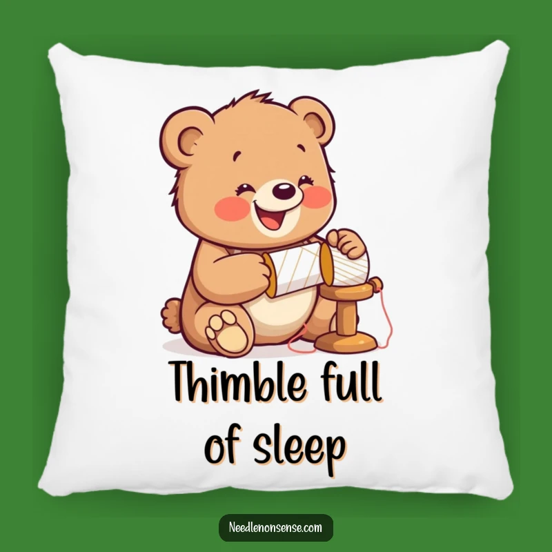 Funny Bear Sewing Pillow: Cozy Cub Hammering Cushion, Adorable & Soft Funny Gift