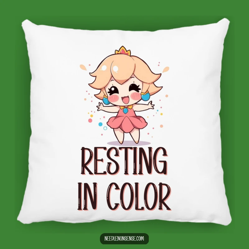 Funny Peach Splatter Paint Pillow: Cozy Artistic Cushion, Perfect Gift