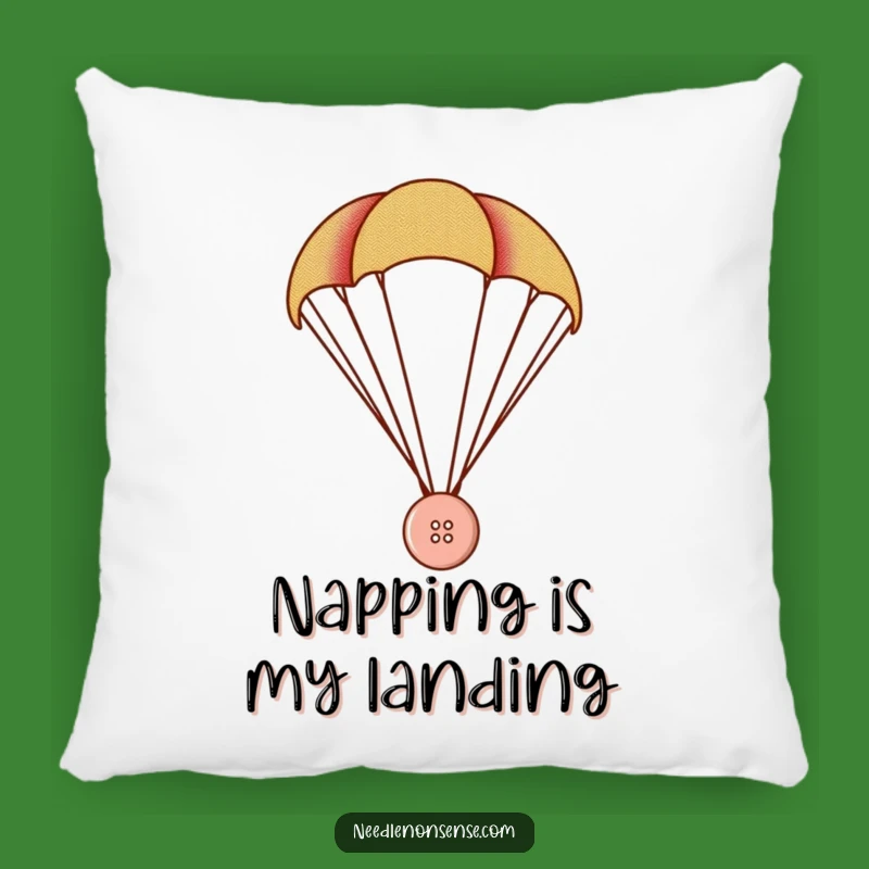 Funny Button Parachute Pillow: Cozy Up with Hilarious Adventure Comfort!