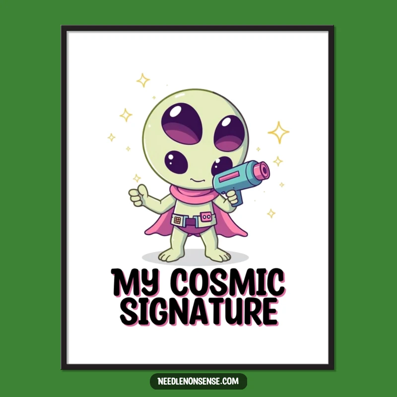 Funny Kawaii Alien Sparkle Digital Print - Instant Galactic Art!
