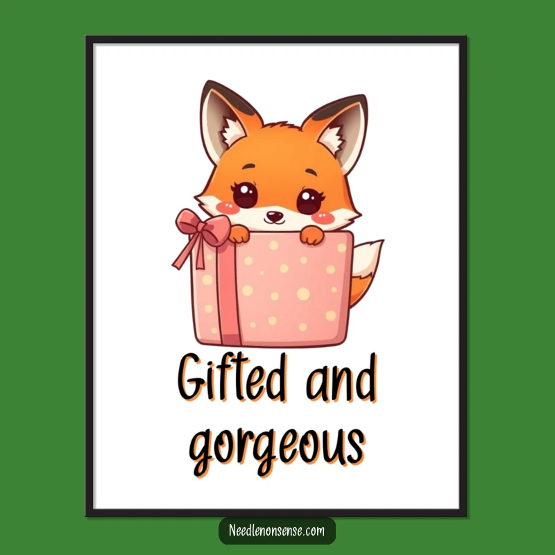 Funny Kawaii Fox Gift Digital Print - Instant Surprise Wall Art!