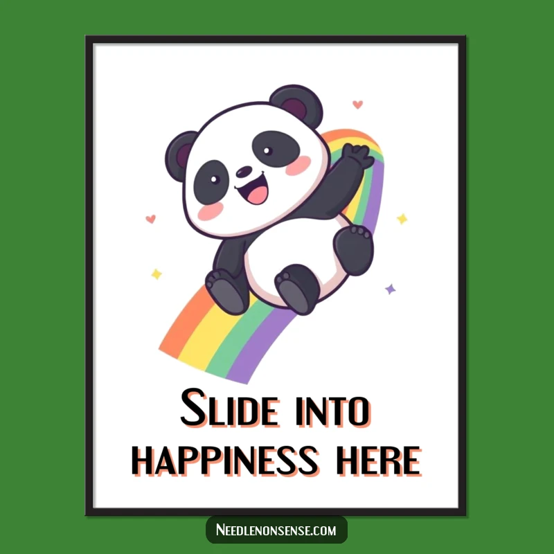 Funny Kawaii Panda Rainbow Digital Print - Instant Joyful Wall Art