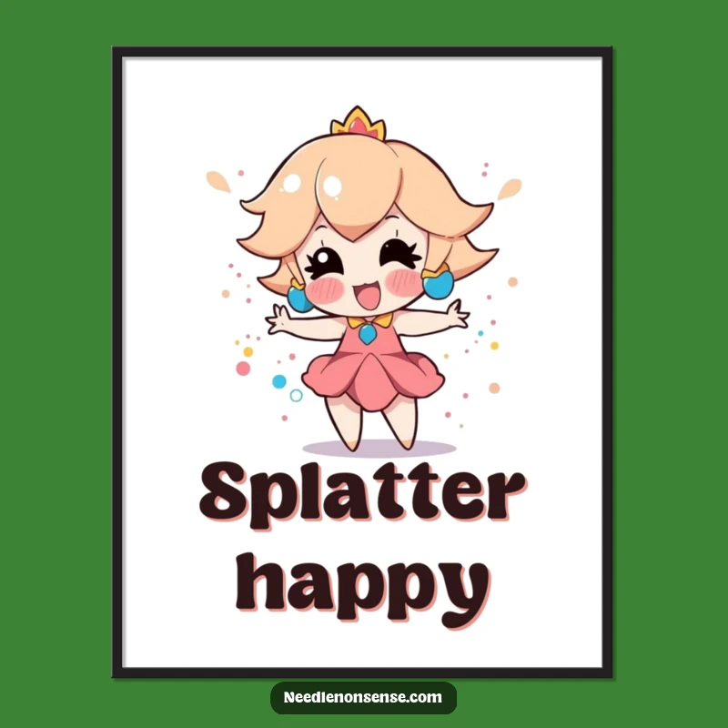 Funny Peach Splatter Paint Digital Art: Playful Print, Hilarious Gift