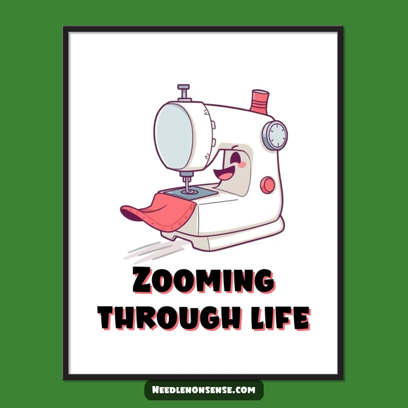 Funny Sewing Machine Digital Print: Mischievous Art for Craft Spaces