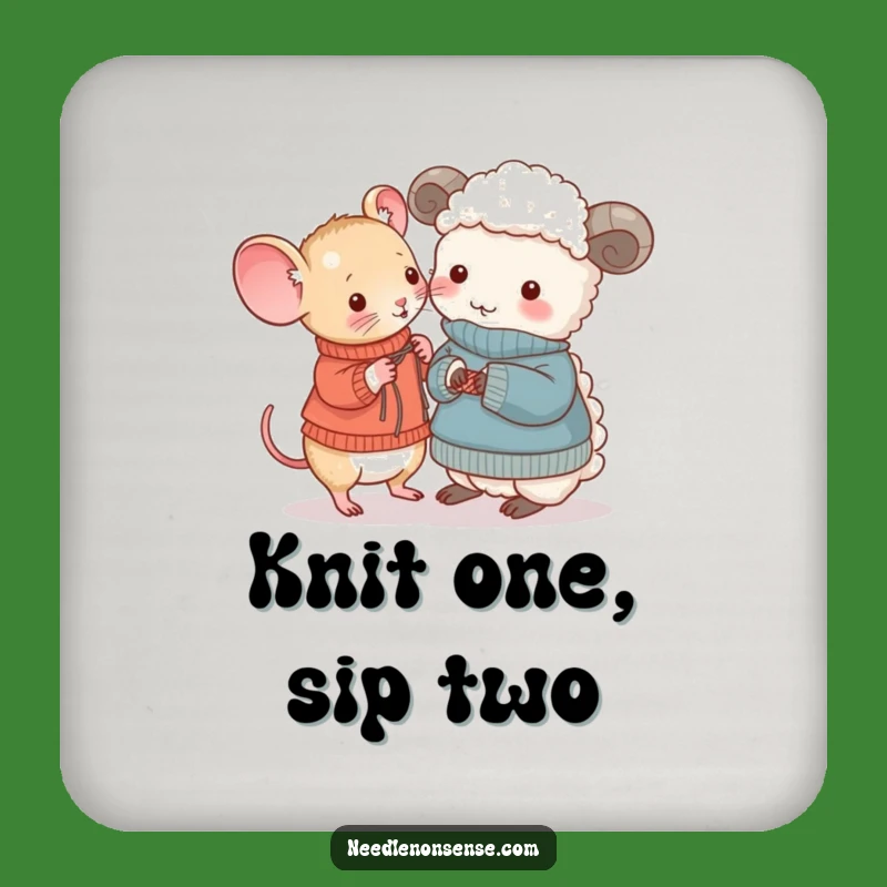 Funny Mouse & Sheep Knitting Coasters: Protect Surfaces with Hilarious Crafty Charm!