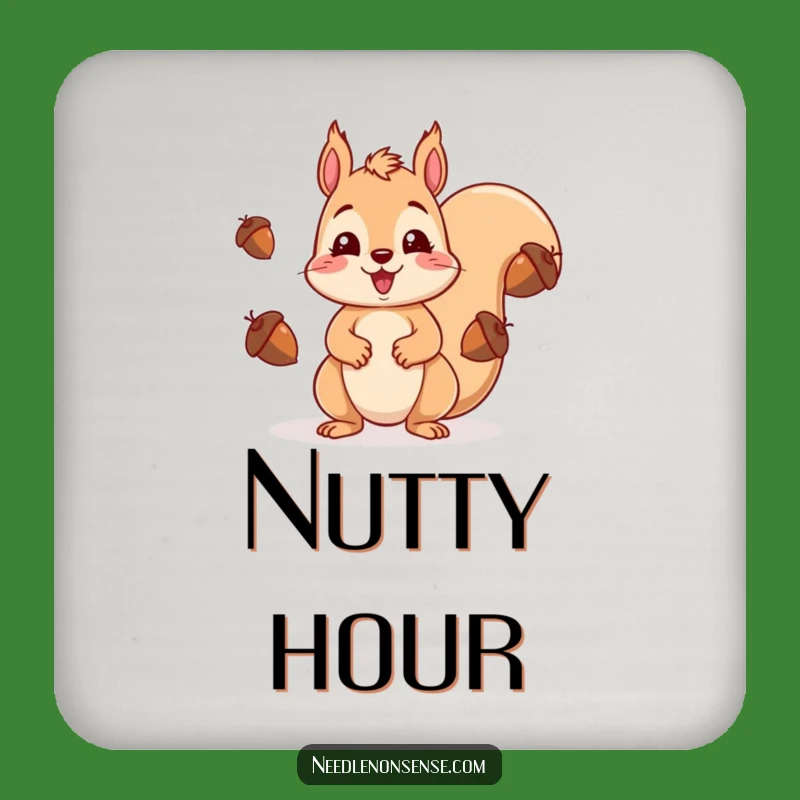 Funny Squirrel Juggling Acorns Coaster - Cute Drink Protector, Playful Funny Gift for Tables