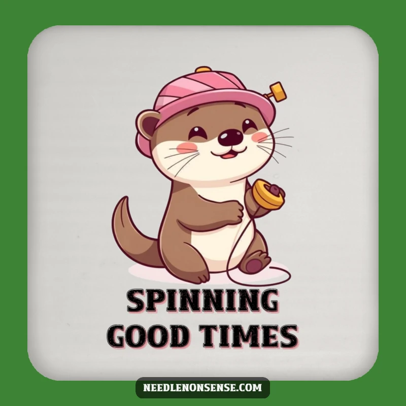 Funny Otter Sewing Coaster: Spool Hat Otter Drink Protector, Cute Funny Gift Set