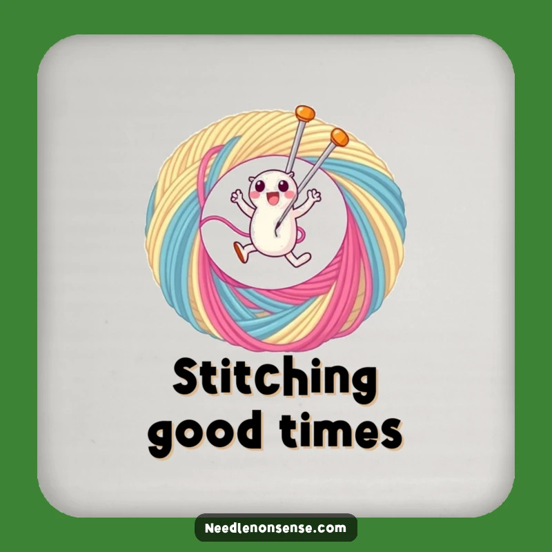 Funny Needle Thread Leap Drink Coaster: Protect Surfaces with Sewing Style
