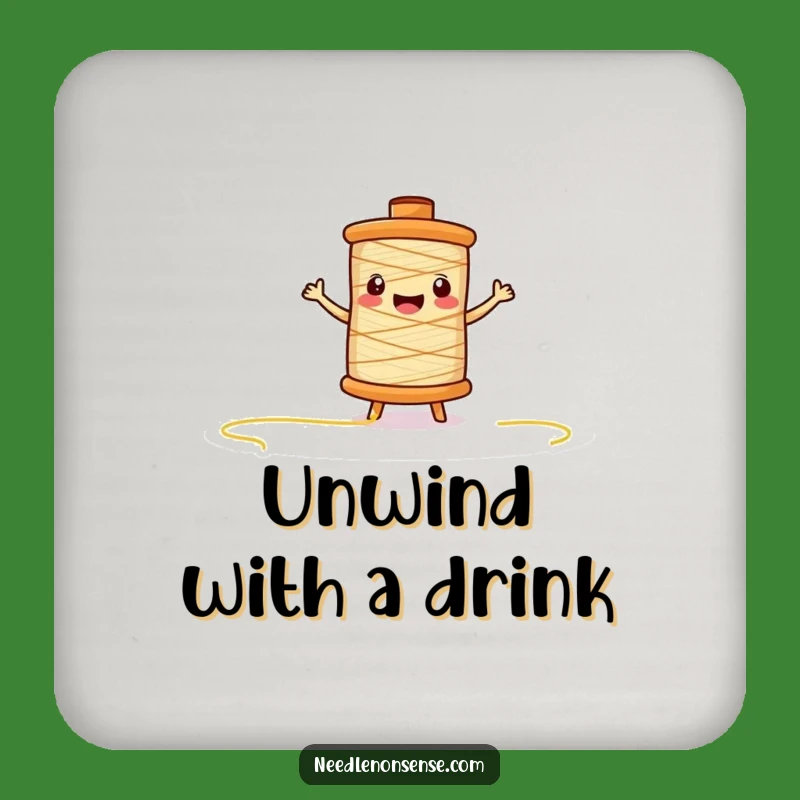 Funny Thread Spool Coaster: Protect Surfaces with Crafty Humor