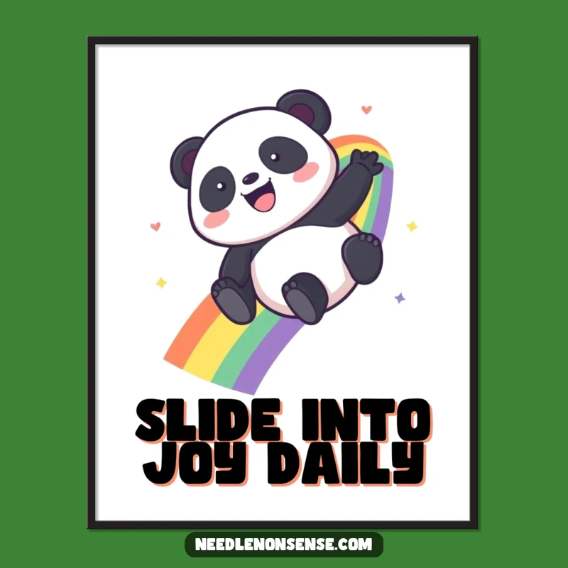 Funny Kawaii Panda Rainbow Poster - Vibrant Wall Art, Perfect Funny Gift