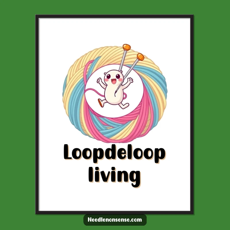 Funny Needle Thread Leap Poster: Vibrant Wall Art for Sewing Enthusiasts