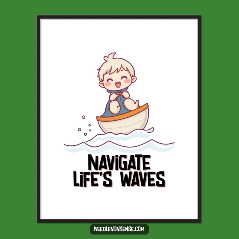 Funny Giggling Thimble Boat Character Poster, a Whimsical and Hilarious Sewing Art Gift