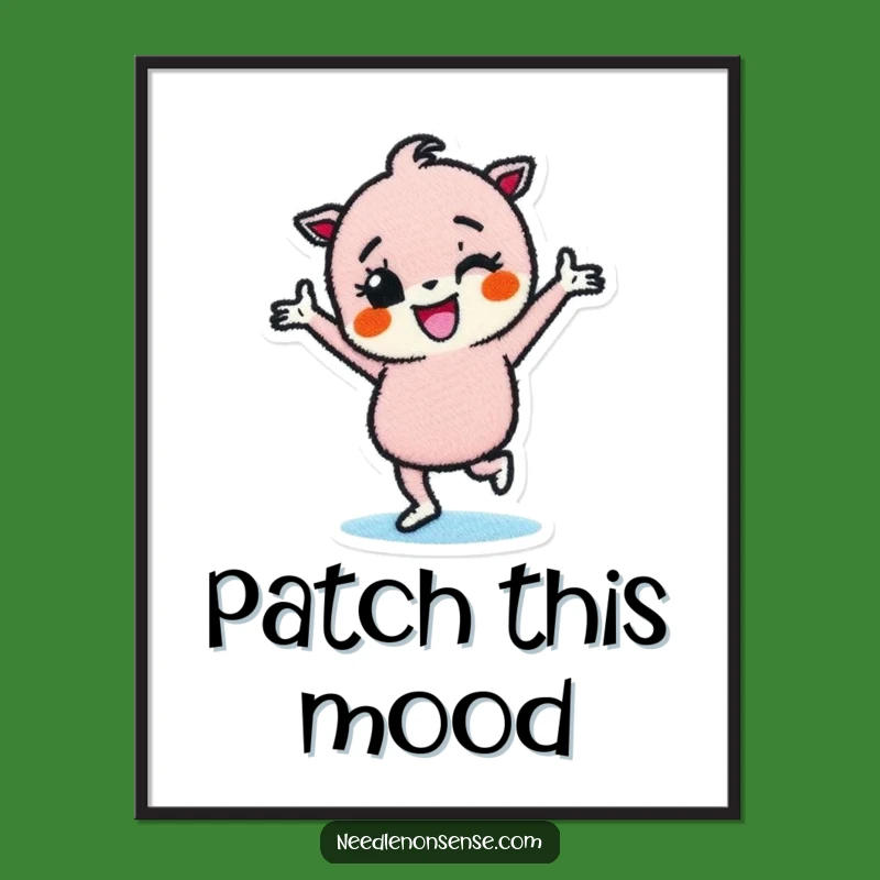 Funny Fabric Patch Poster: Hilarious Dancing Art for Your Space