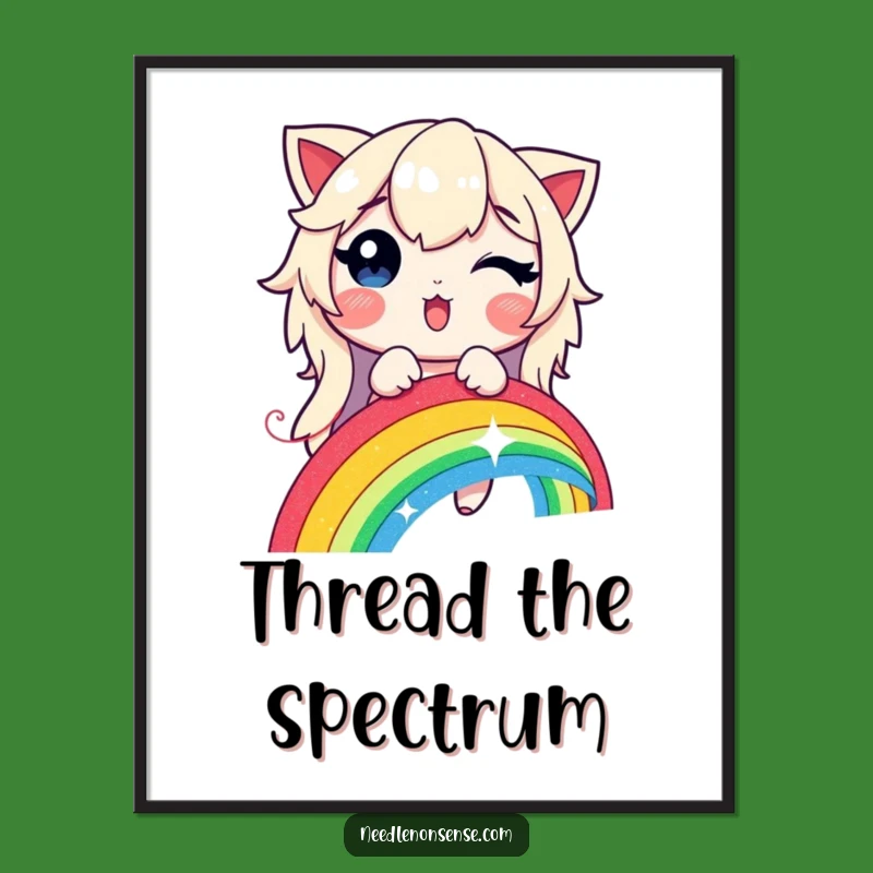 Funny Rainbow Stitching Poster - Glowing Thread Art for a Magical Space Gift