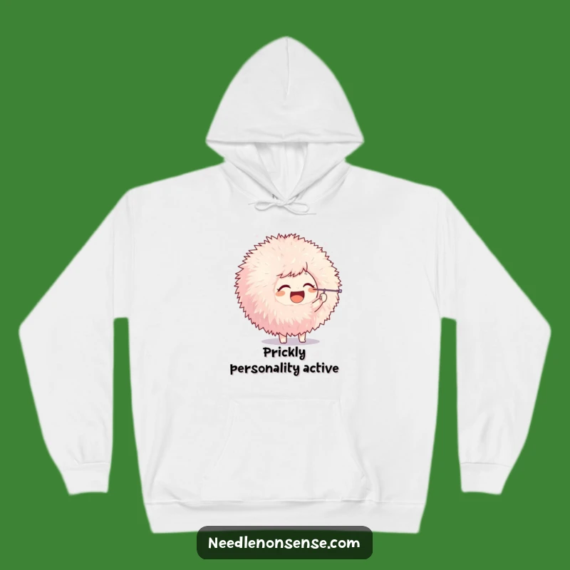 Cozy Funny Pom-Pom Poke Character Hoodie, a Warm and Hilarious Gift for Crafty Souls