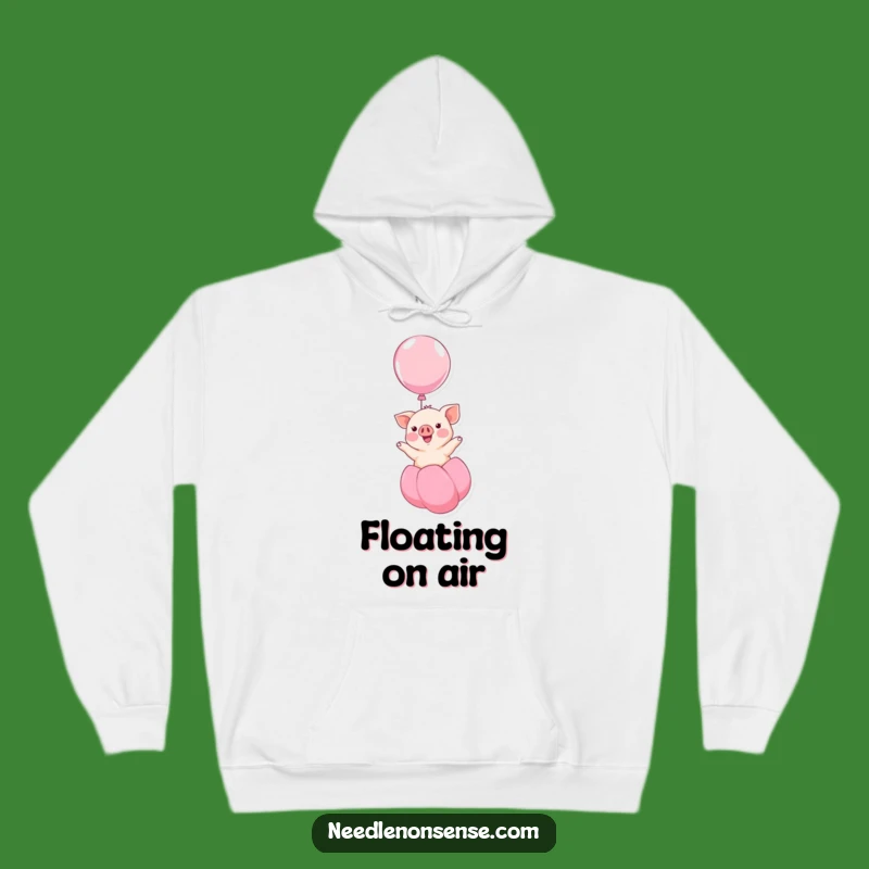 Funny Kawaii Piglet Balloon Hoodie - Cozy Upward Smile Comfort!