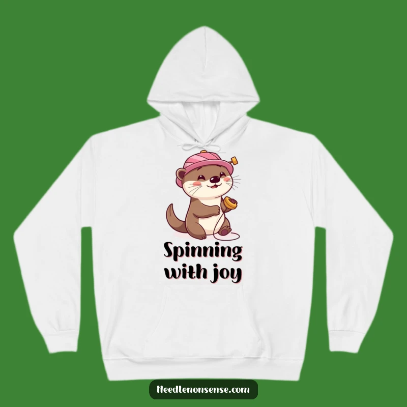 Funny Otter Sewing Hoodie: Cozy Spool Hat Otter Sweatshirt, Warm & Playful Funny Gift