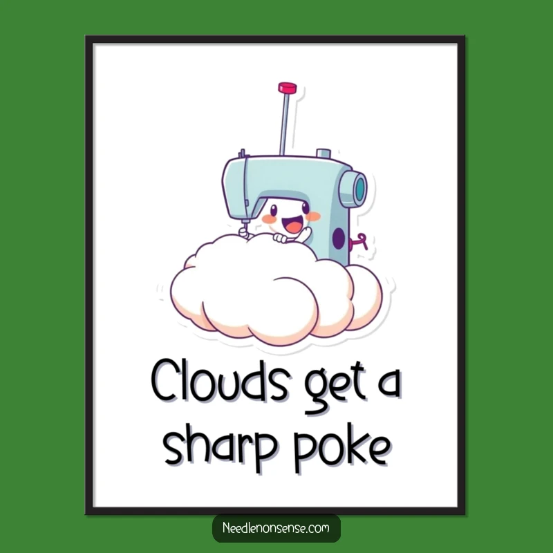 Free Printable Needle Cloud Wall Art - Funny Downloadable Decor for Sewists!