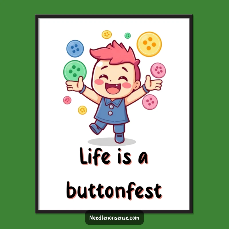 Free Printable Wall Art: Juggling Buttons Funny Downloadable Art Decor