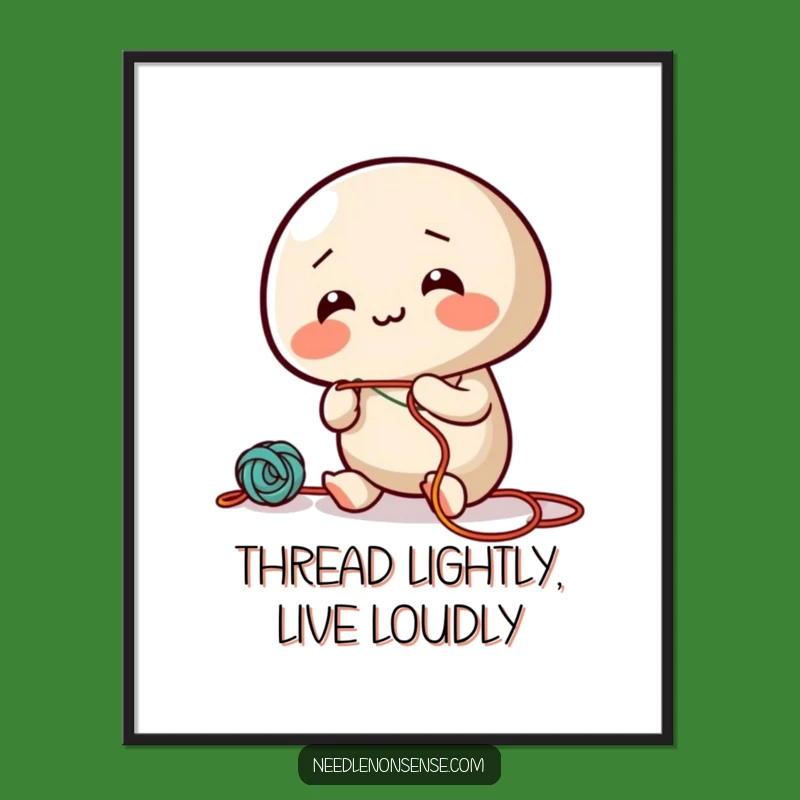 Funny Free Printable Wall Art: Giggling Needle Sewing Joy. Downloadable Art For Craft Lovers.