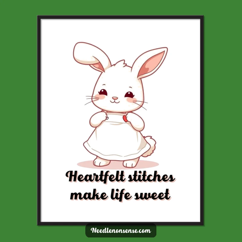 Free Printable Wall Art: Crafty Bunny Sewing, Whimsical Downloadable Decor