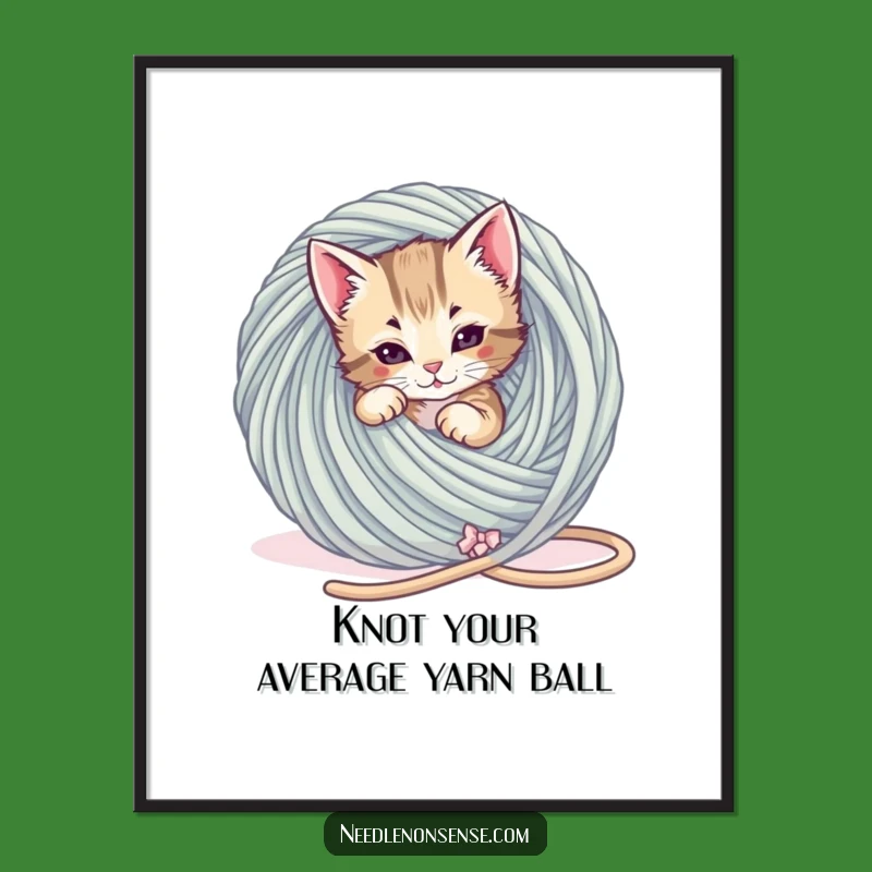 Kitten Yarn Wall Art: Free Printable Tangle Humor Downloadable Decor