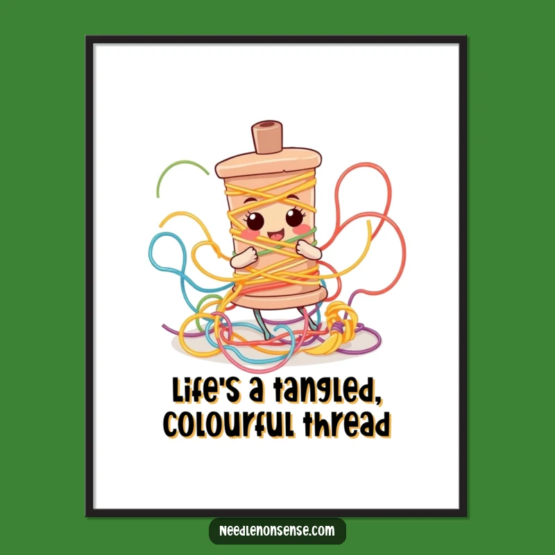 Free Printable Tangled Bobbin Wall Art - Funny Downloadable Decor for Sewists!