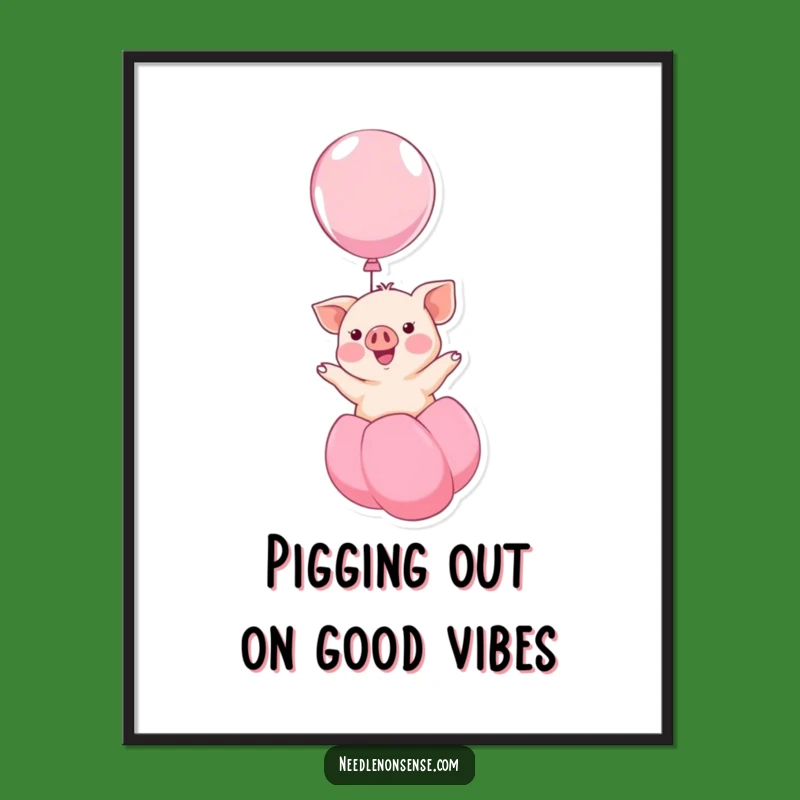 Funny Free Printable Wall Art: Piglet Balloon Float Downloadable Whimsical Decor