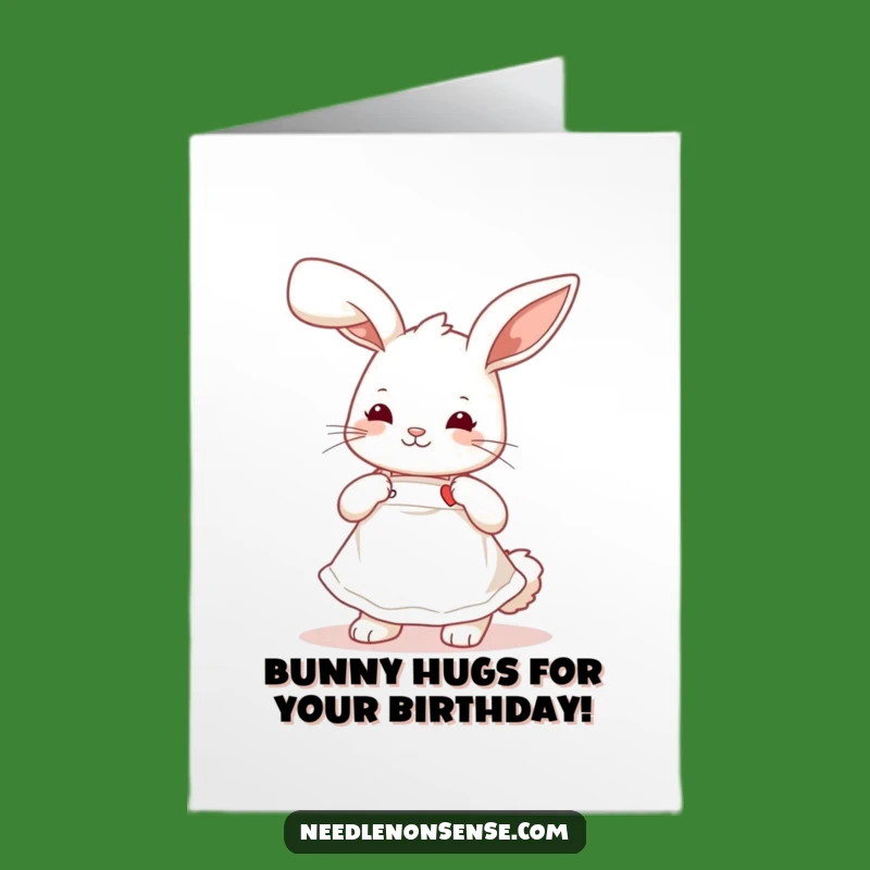 Free Printable Birthday Card: Bunny Sewing Heart, Sweet & Funny Downloadable Gift
