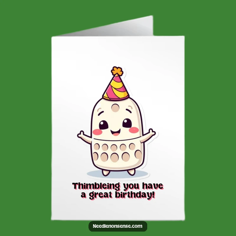 Free Printable Birthday Card: Thimble Party Hat - Funny Spin Downloadable Gift