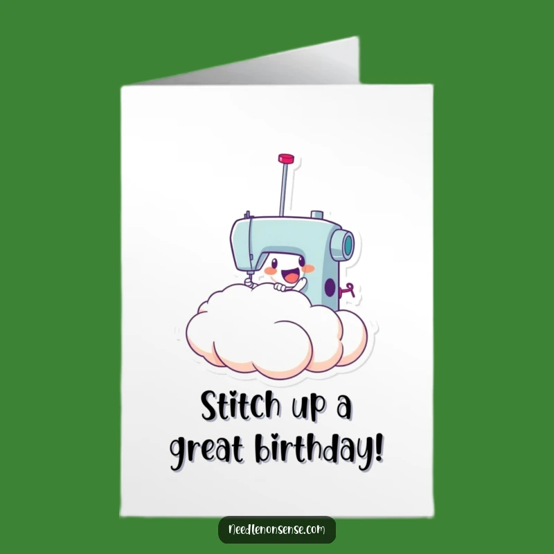 Free Printable Needle Cloud Birthday Card - Funny Downloadable for Sewers!