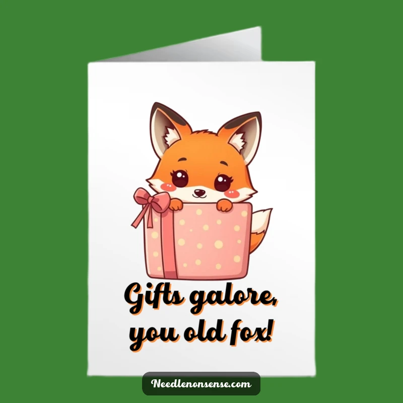 Free Printable Birthday Card: Kawaii Fox Gift Surprise Funny Downloadable for Him Her