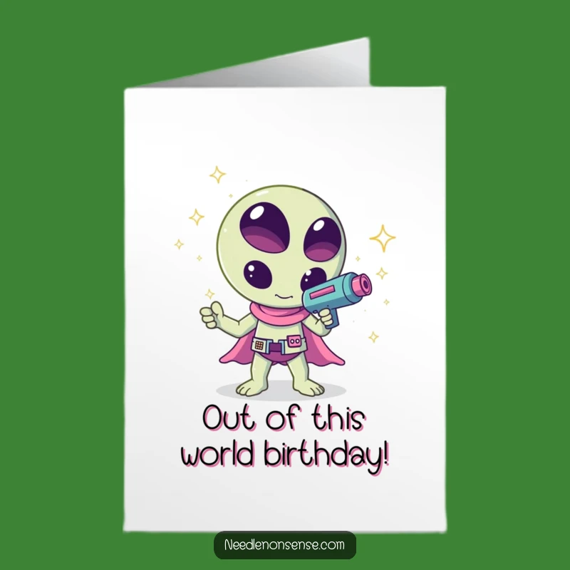 Free Printable Birthday Card: Cute Alien Sparkle Ray Funny Downloadable Gift
