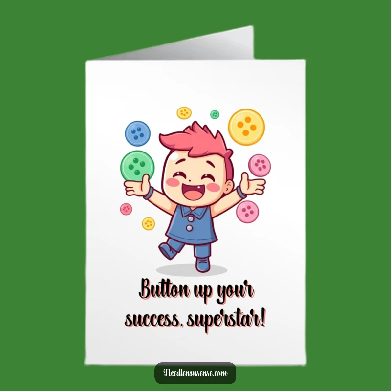 Free Printable Congrats Card: Juggling Buttons Funny Downloadable Gift Idea