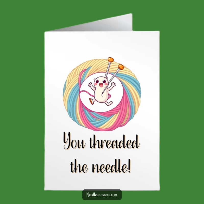 Free Printable Congrats Card: Needle Leaping Thread - Celebrate Success Downloadable