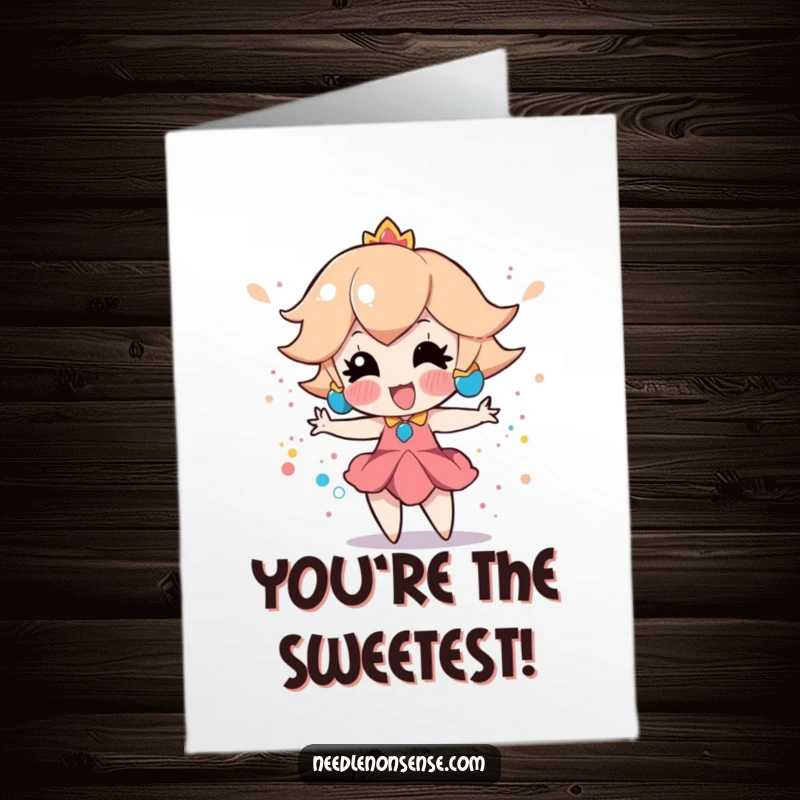 Funny Free Printable Congrats Card: Playful peach enthusiastically creates a splatter paint effect, a bold DIY gift.