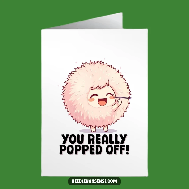 Free Printable Congrats Card: Pom-Pom Poking Character, Playful Achievement Gift