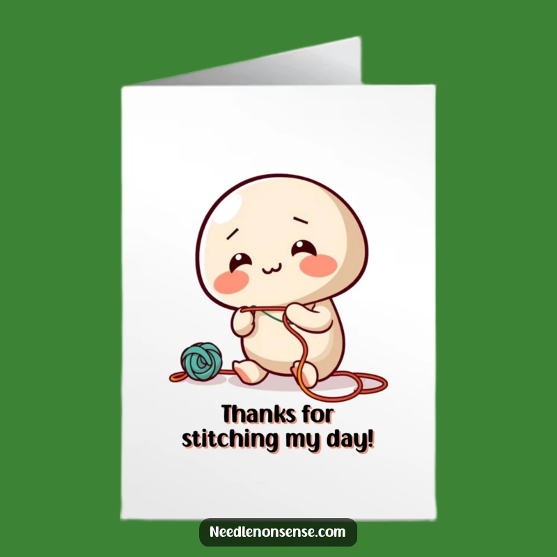 Free Printable Thank You Card: Giggling Needle Shows Gratitude. Downloadable Crafty Appreciation Gift.