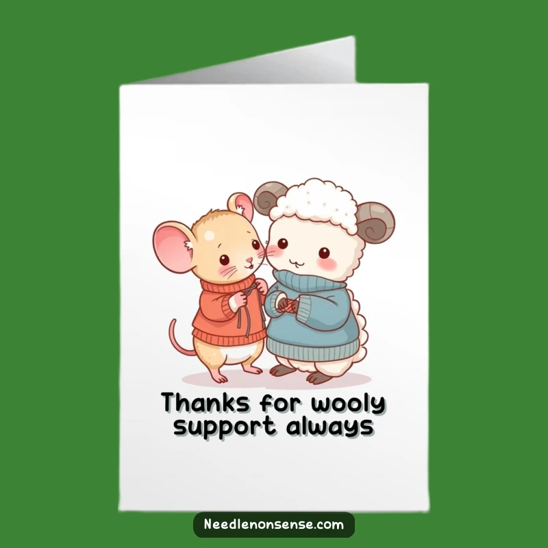 Mouse & Sheep Thank You Card: Free Printable Knitting Humor Downloadable Gift