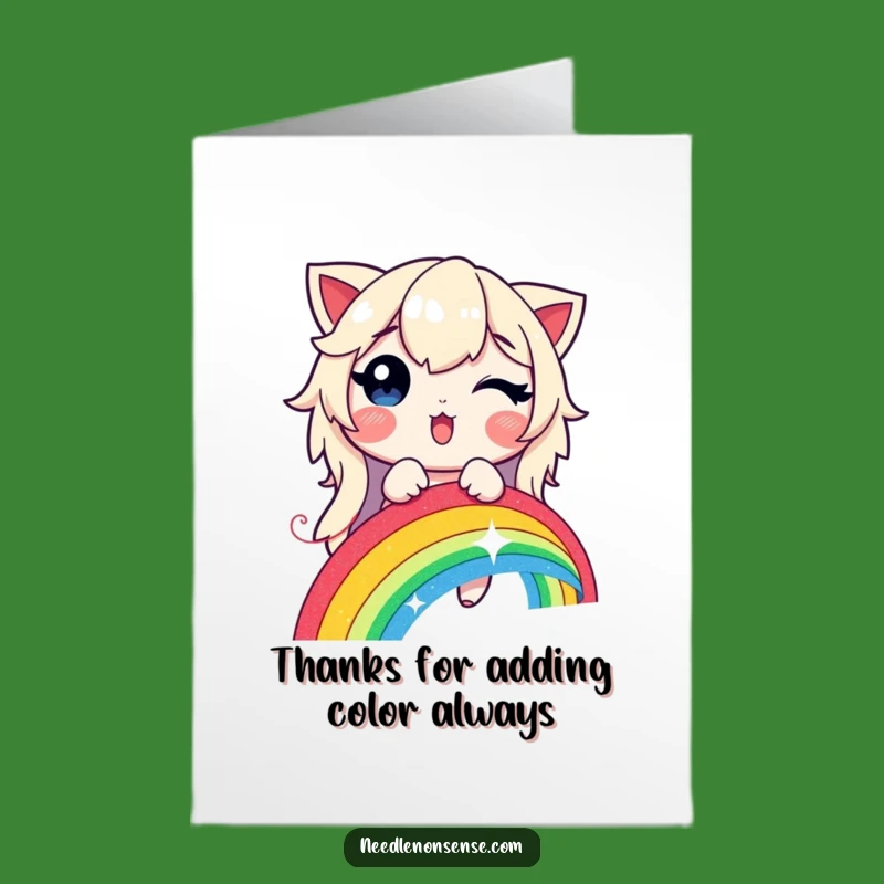 Free Printable Rainbow Stitching Thank You Card - Shimmering Thread Gratitude